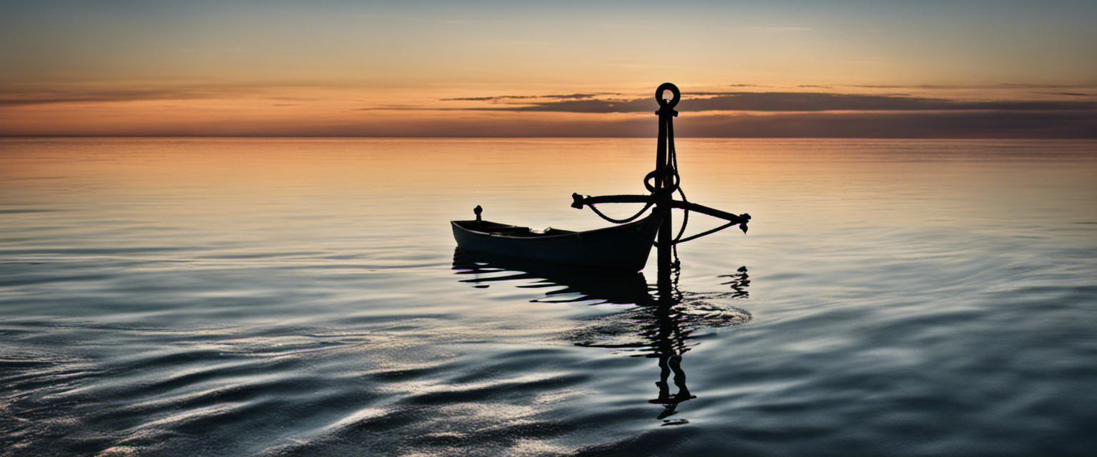 A serene sea with an anchor submerged in its depths, symbolizing the healing power of hope anchored in faith