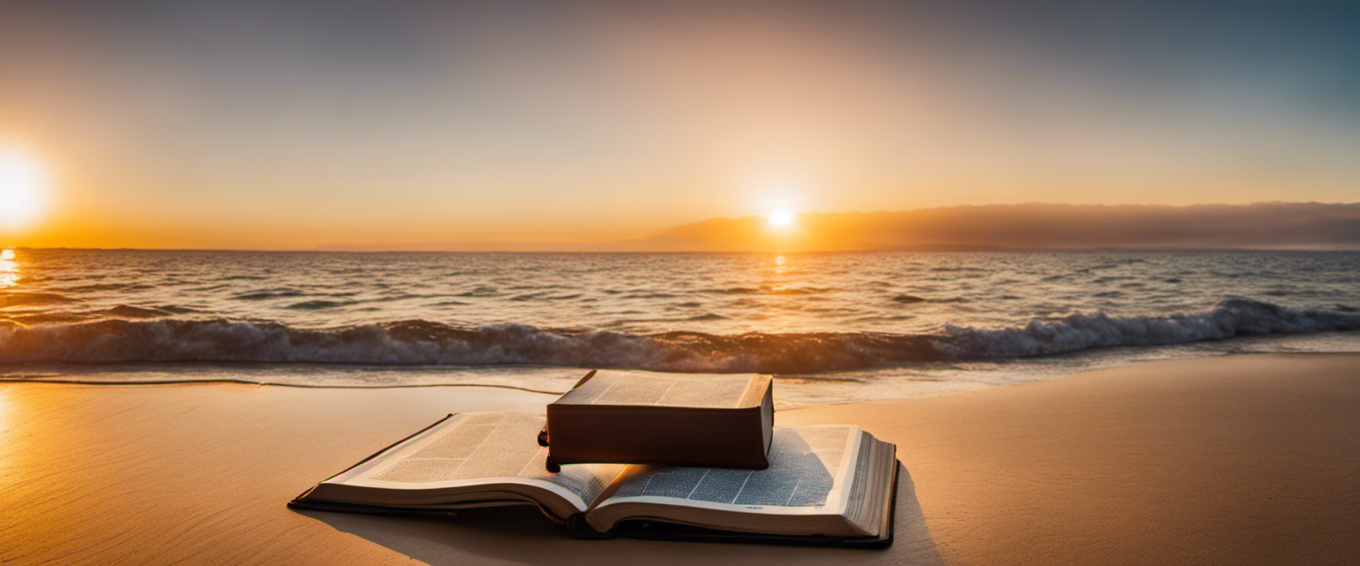 Scriptures unfolding like a sunrise over a tranquil sea