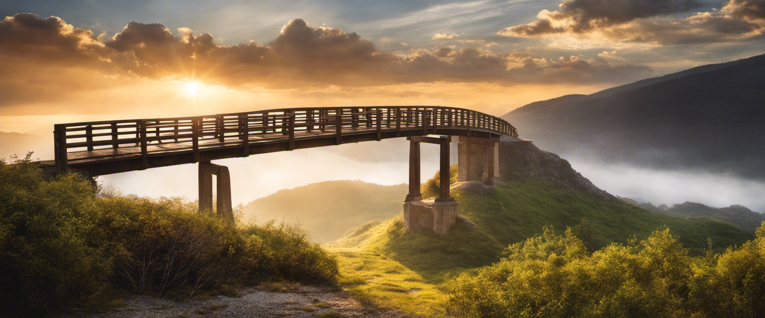 A bridge connecting to a radiant light