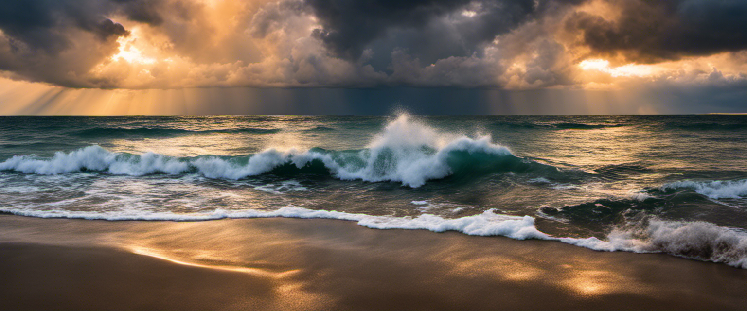 Storm subsiding over a tranquil sea