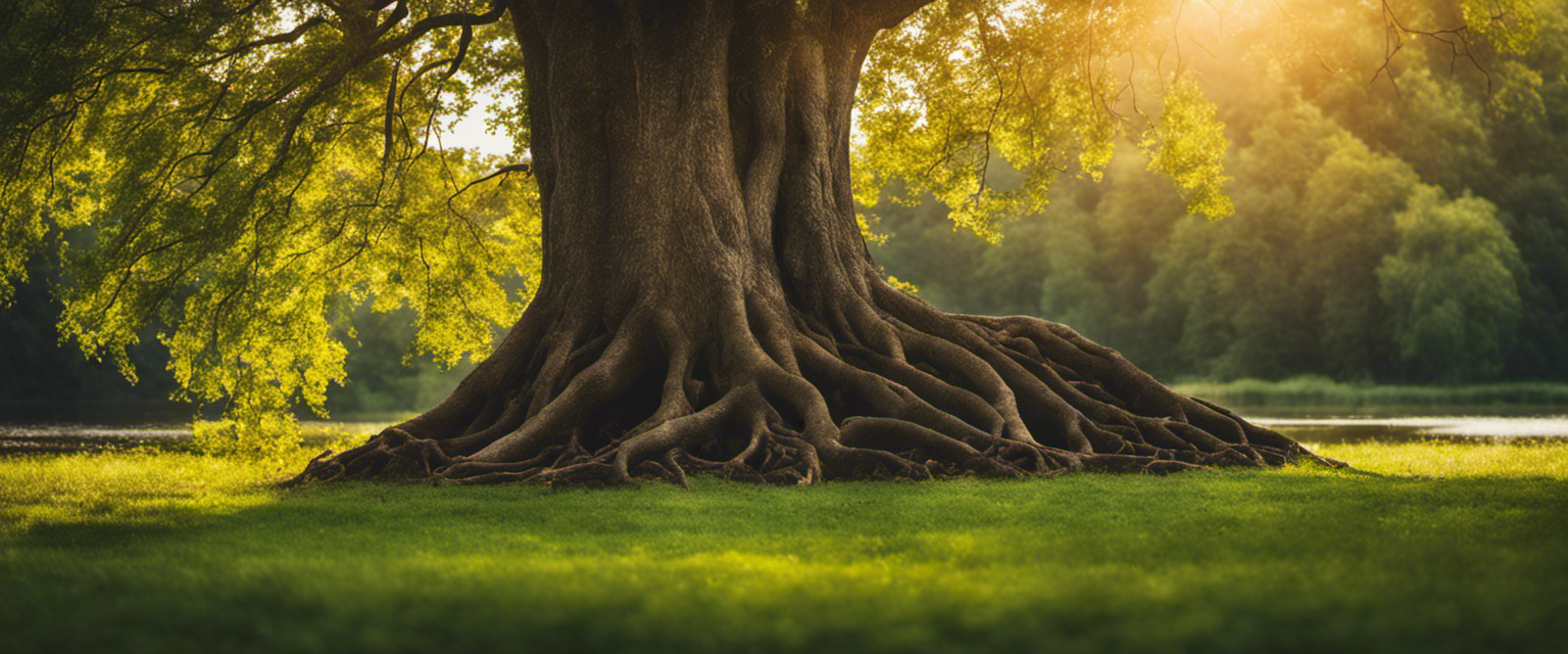 A flourishing tree rooted by the riverside, symbolizing strength and prosperity through righteousness