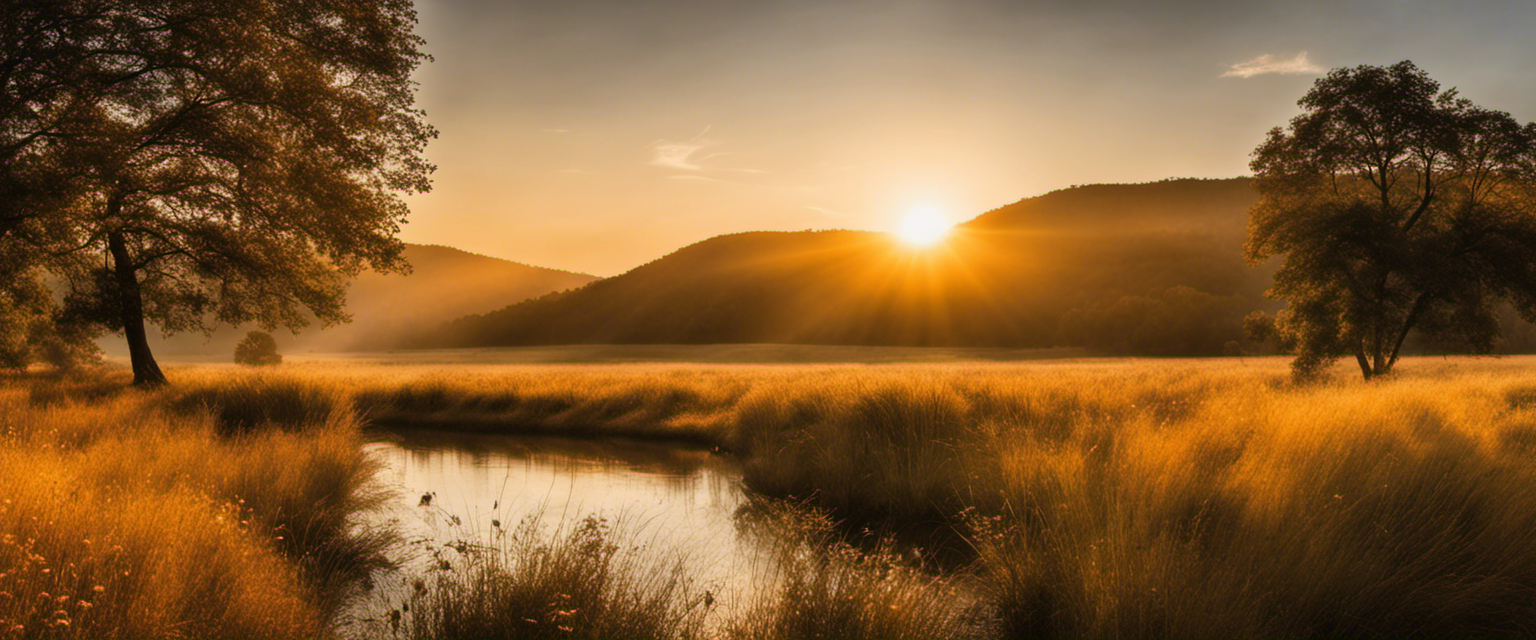 A tranquil and serene landscape, bathed in the golden light of dawn, symbolizing the healing power of faith and scriptures.