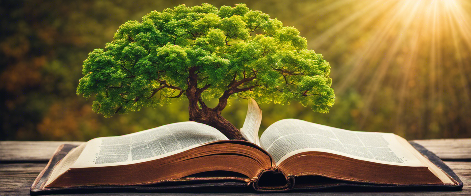 A radiant tree growing from an open Bible