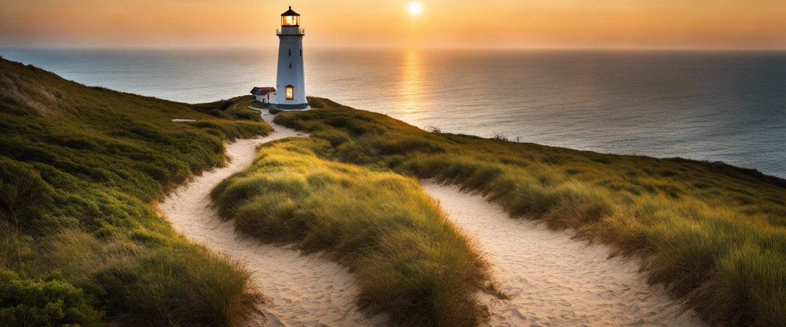 Lighthouse illuminating a pathway