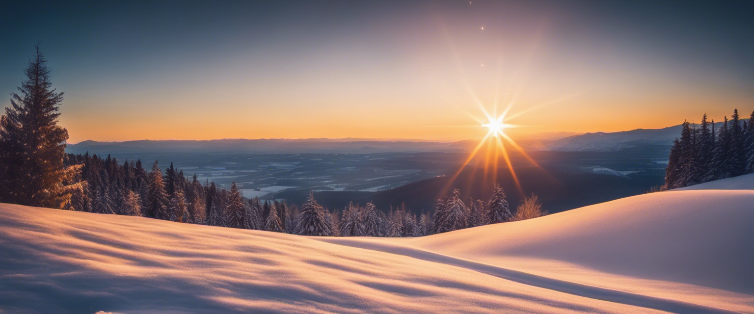 Star shining brightly over a peaceful winter landscape