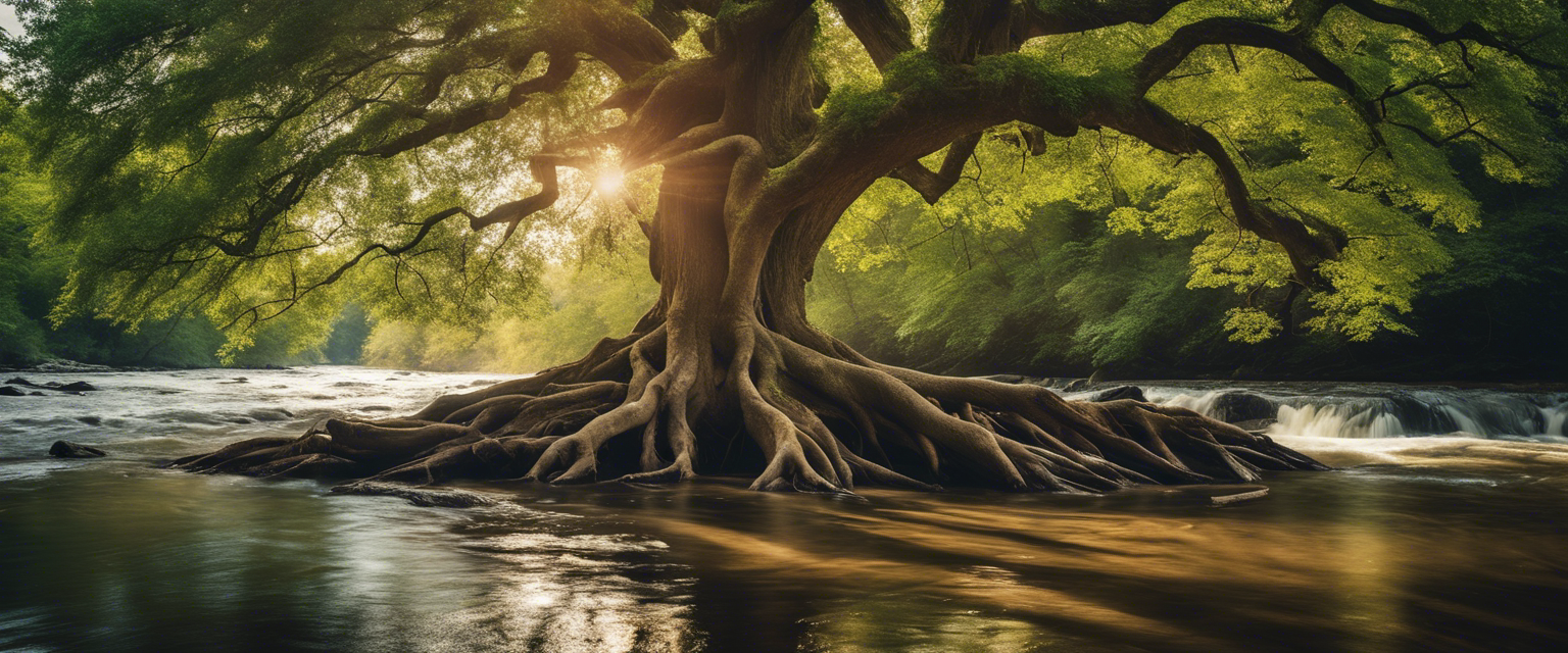 Tree rooted by the river