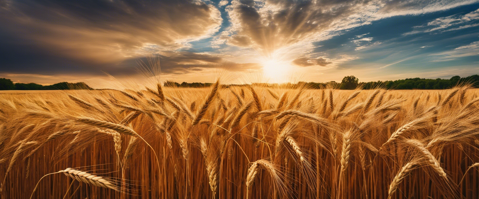 A field of ripe wheat under a radiant sky