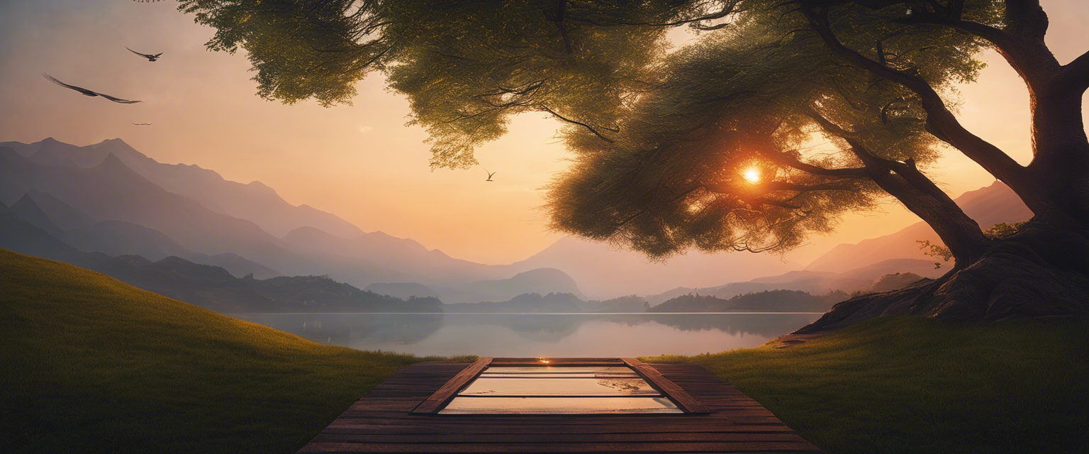 A serene and peaceful landscape at dawn symbolizing quiet moments of faith and healing