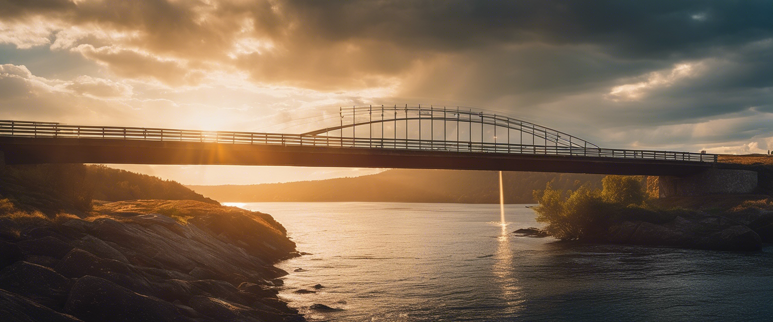 A bridge illuminated by rays of sunlight