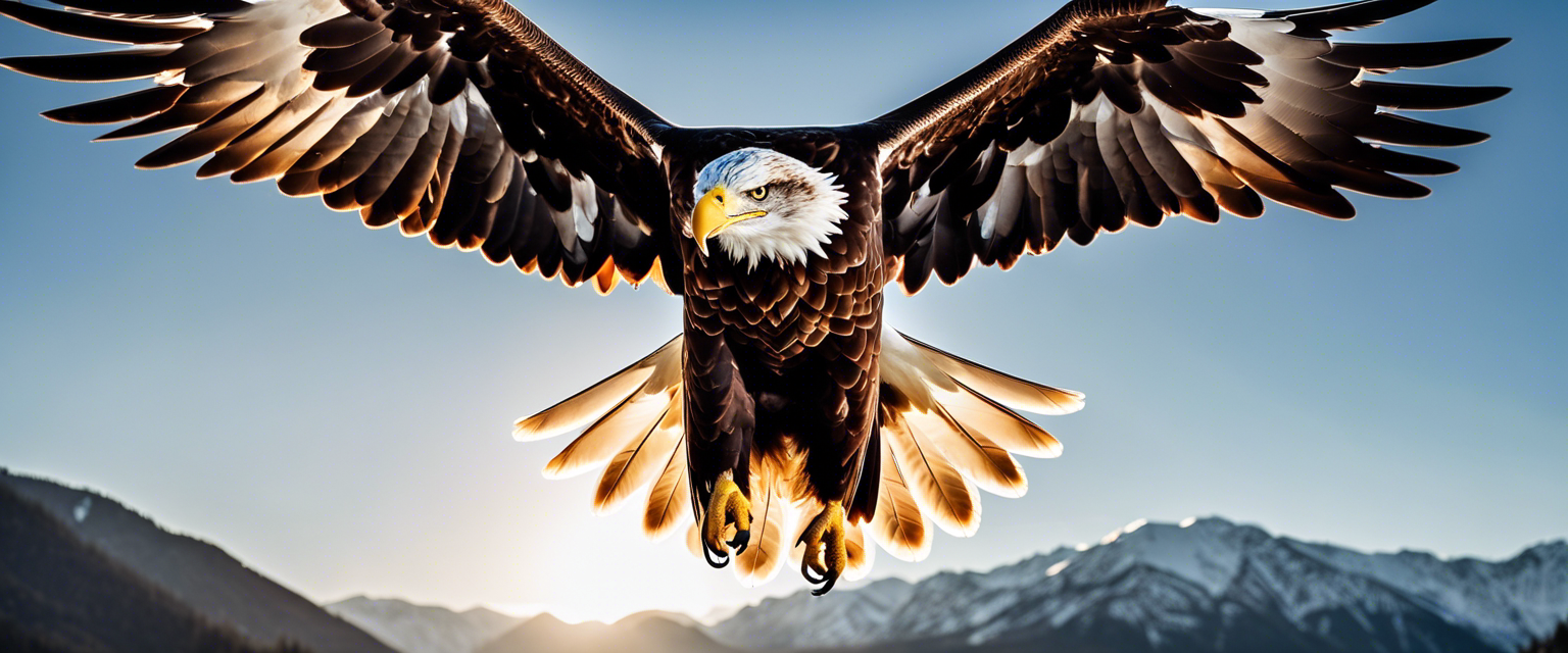 Eagle soaring against a backdrop of a clear blue sky