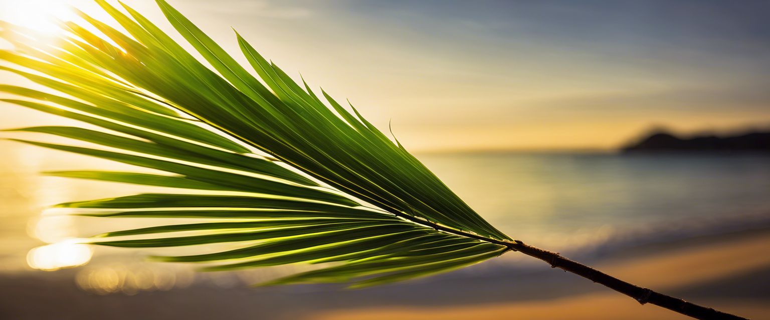 A vibrant and glowing representation of a palm branch, symbolizing the hope and healing power of Palm Sunday