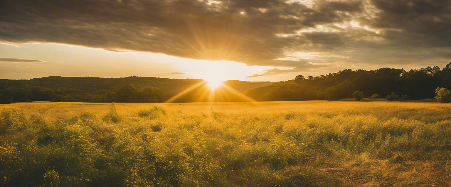 A radiant summer landscape, representing the healing power of scriptures and God's promise of a sustaining summer.