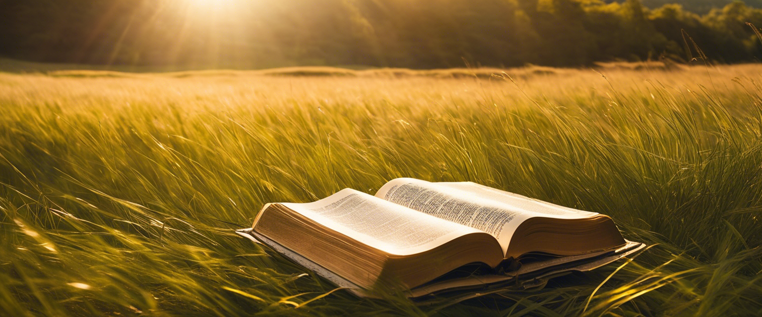 Sunlit Bible on a Meadow