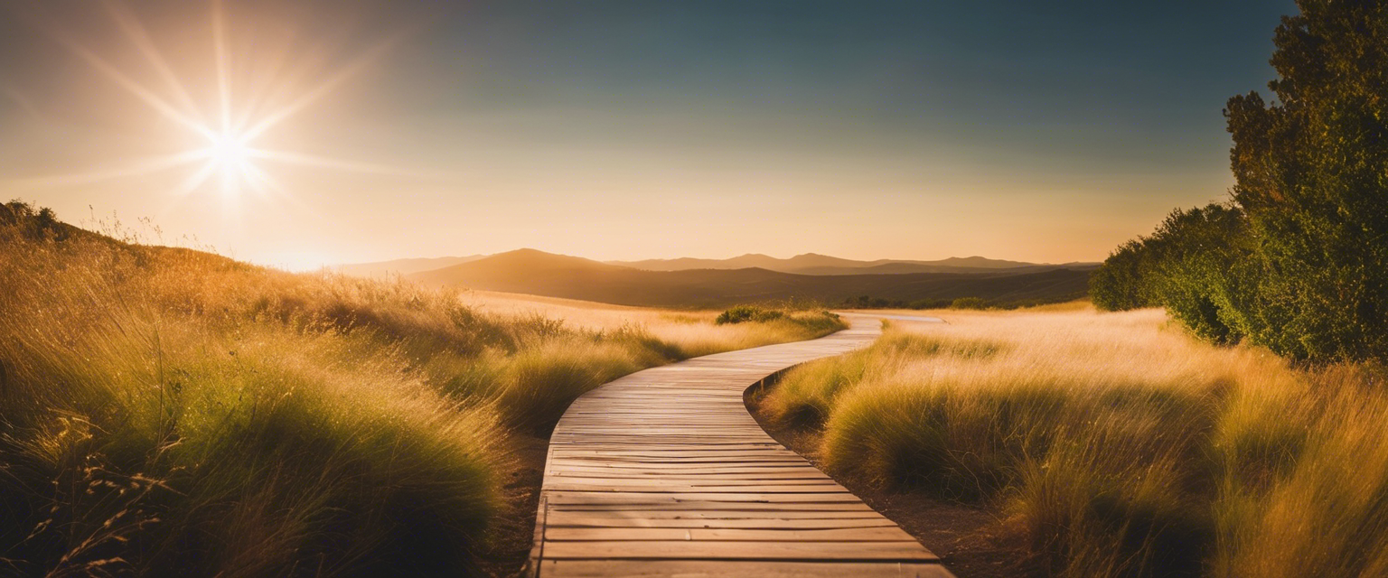 A serene pathway under a radiant sky, symbolizing divine guidance and alignment with God's plan