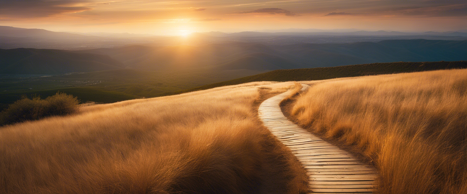 Path illuminated by a soft, golden light