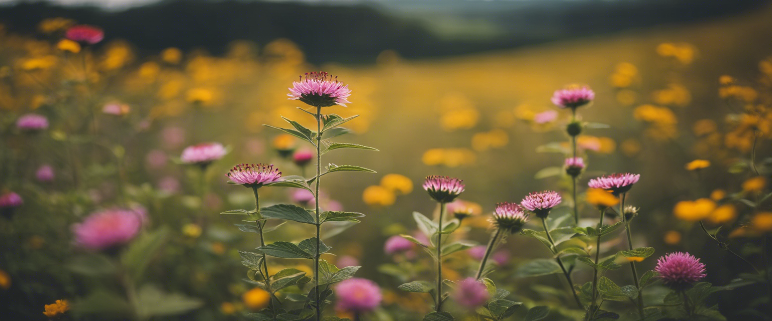 Wild flowers blooming in a serene landscape